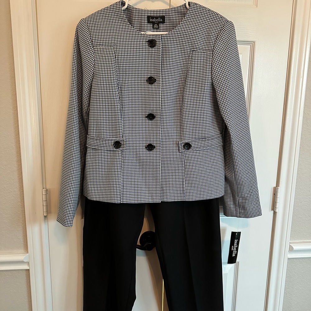 Abella Black and White Houndstooth Blazer